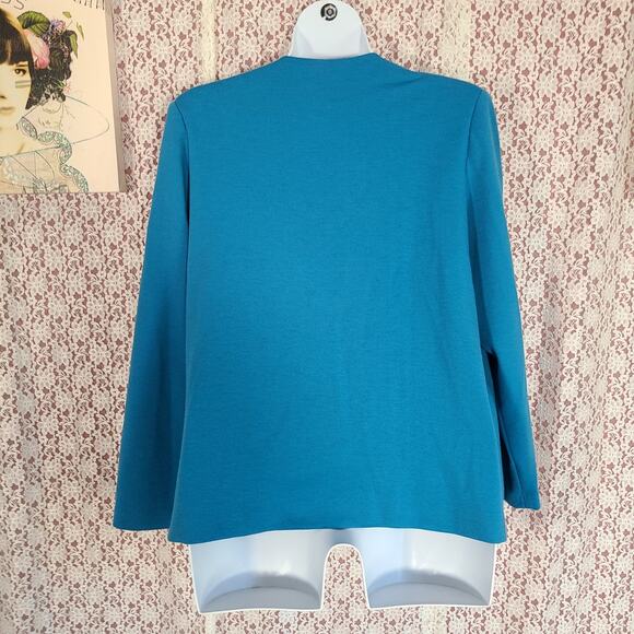 Vintage 90s Lady graff blue open front embroidered tight knit cardigan size xl - Picture 7 of 9